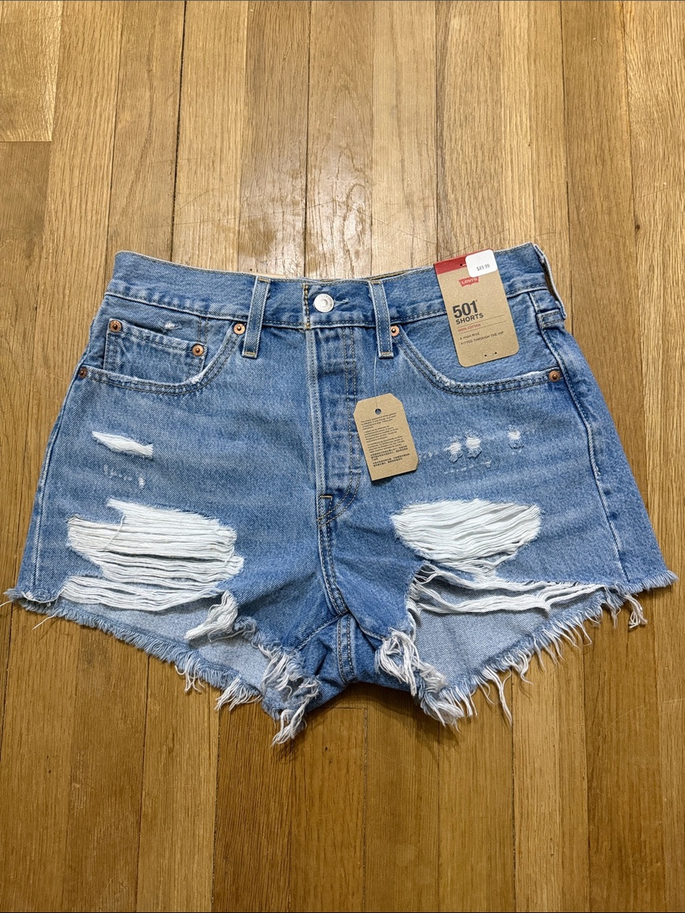 Levi's Distressed Light Blue Denim Jean Shorts